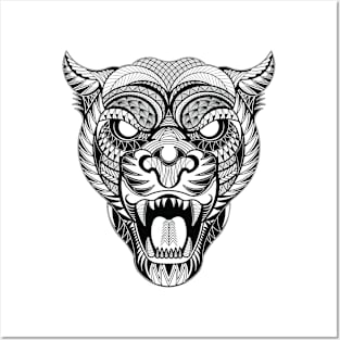 Tribal line Art Tiger Posters and Art